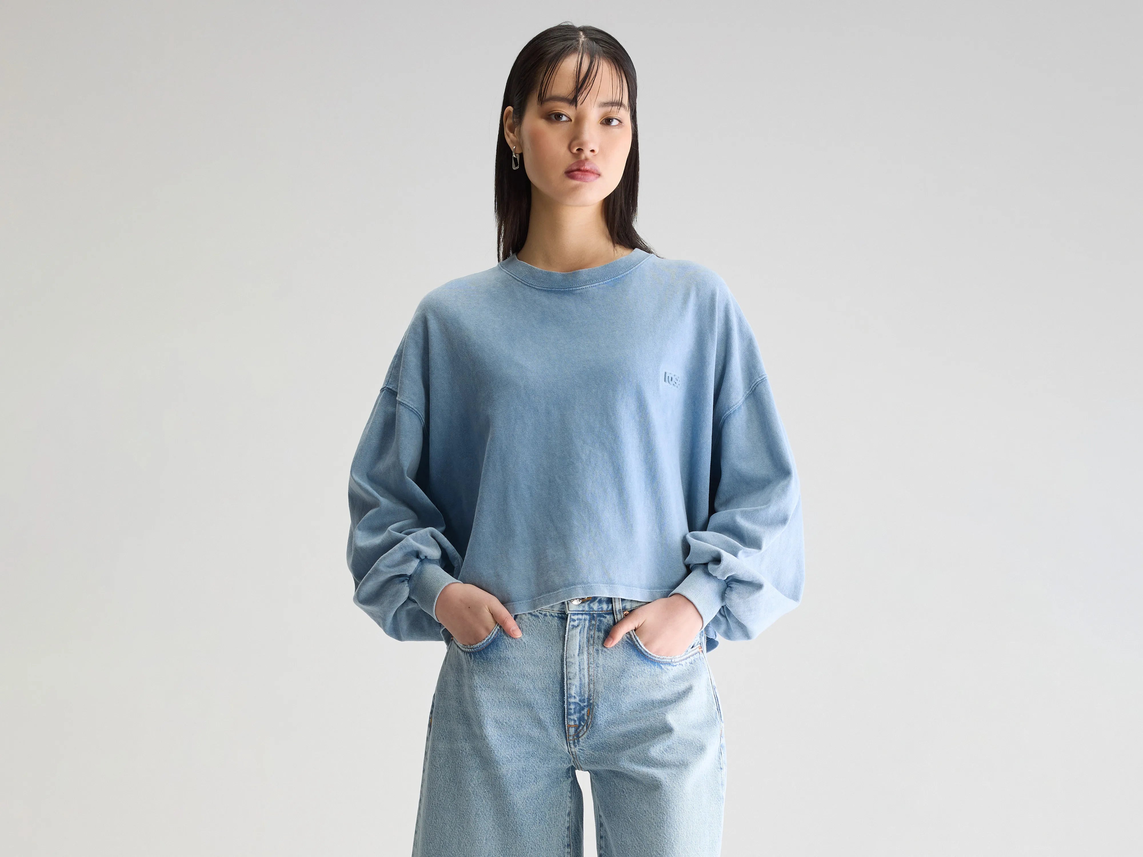 women’s trendy shorts for hot weather -Franco long-sleeve t-shirt (251 / W / DENIM)