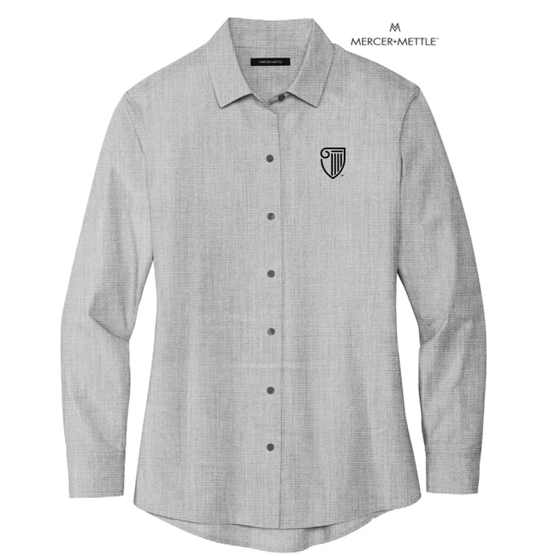 women’s dresses for formal parties -NEW STRAYER Mercer+Mettle™ Women’s Long Sleeve Stretch Woven Shirt - Gusty Grey End On End