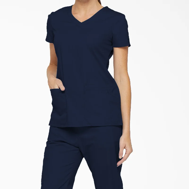 women’s soft and cozy cardigans for fall -Dickies Women's EDS Signature V-Neck Scrub Top_Navy