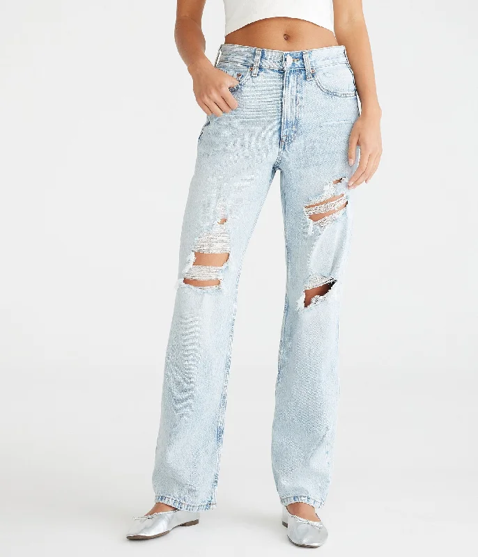 chic women’s tops for casual days -Aeropostale High-Rise Baggy Jean