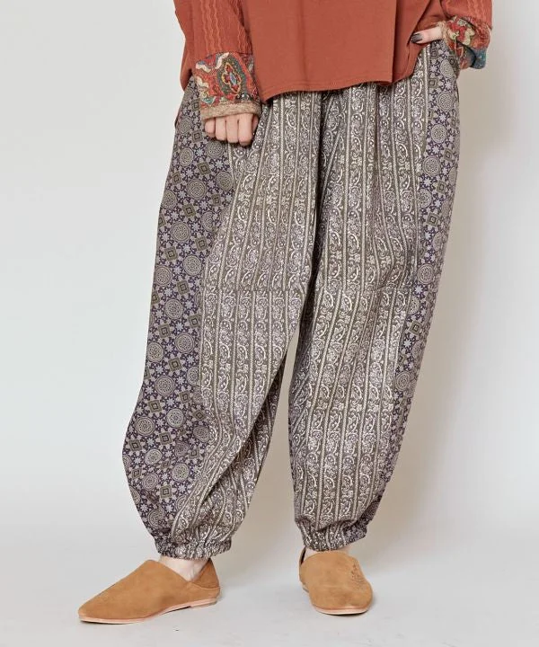 affordable women’s coats for winter fashion -Ajrakh Paisley Patchwork Harem Pants