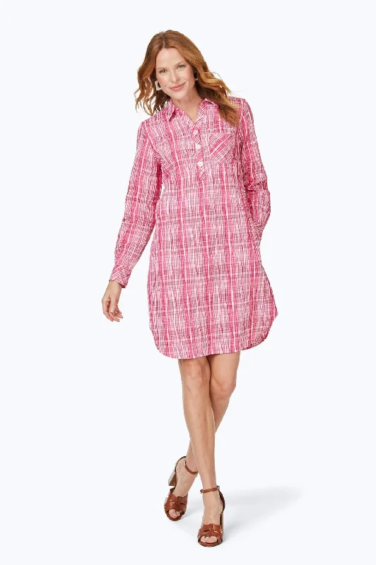 women’s skirts for stylish office wear -Delaney Purely Plaid Crinkle Dress