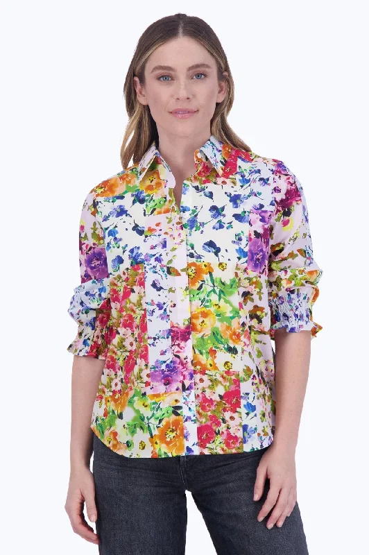 women’s skirts for office attire -Olivia No Iron Floral Patchwork Shirt