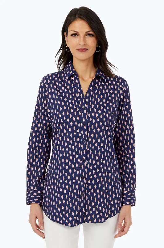 women’s off-the-shoulder tops for casual wear -Faith No Iron Ikat Dot Tunic