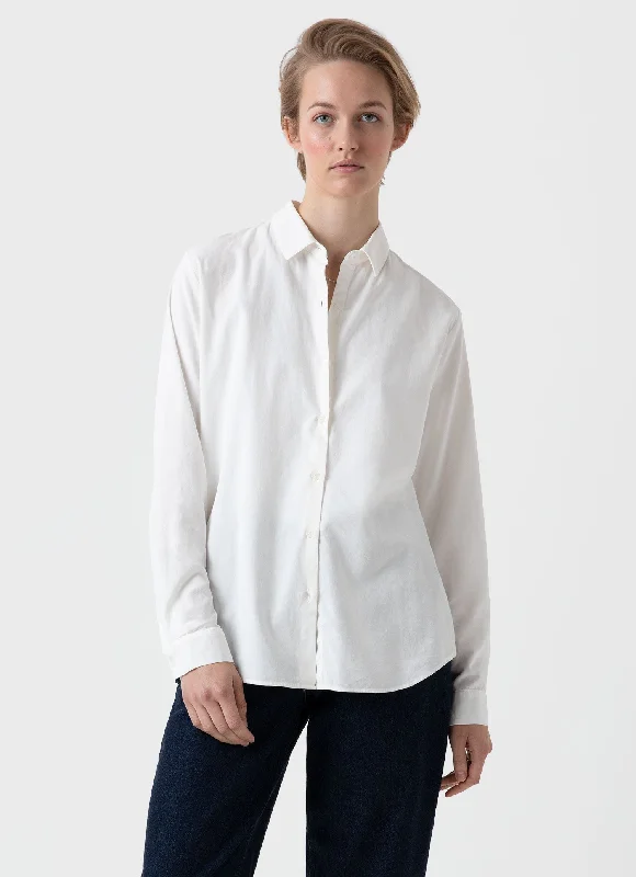 classic women’s cardigans for layering -Women's Corduroy Shirt in Ecru