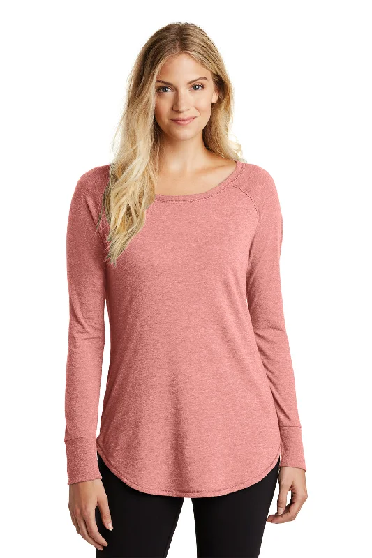 elegant women’s dresses for formal dinners -District Womens Perfect Tri Long Sleeve Crewneck T-Shirt - Blush Pink Frost