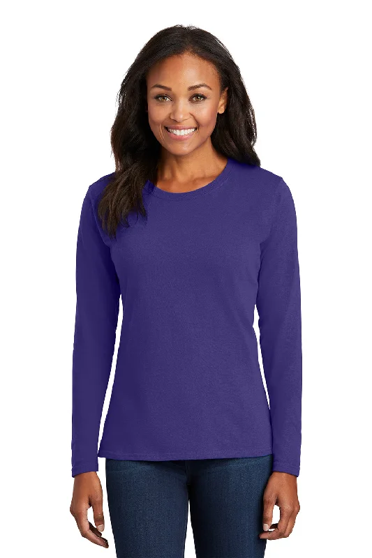 women’s skirts for stylish office wear -Port & Company Womens Core Long Sleeve Crewneck T-Shirt - Purple