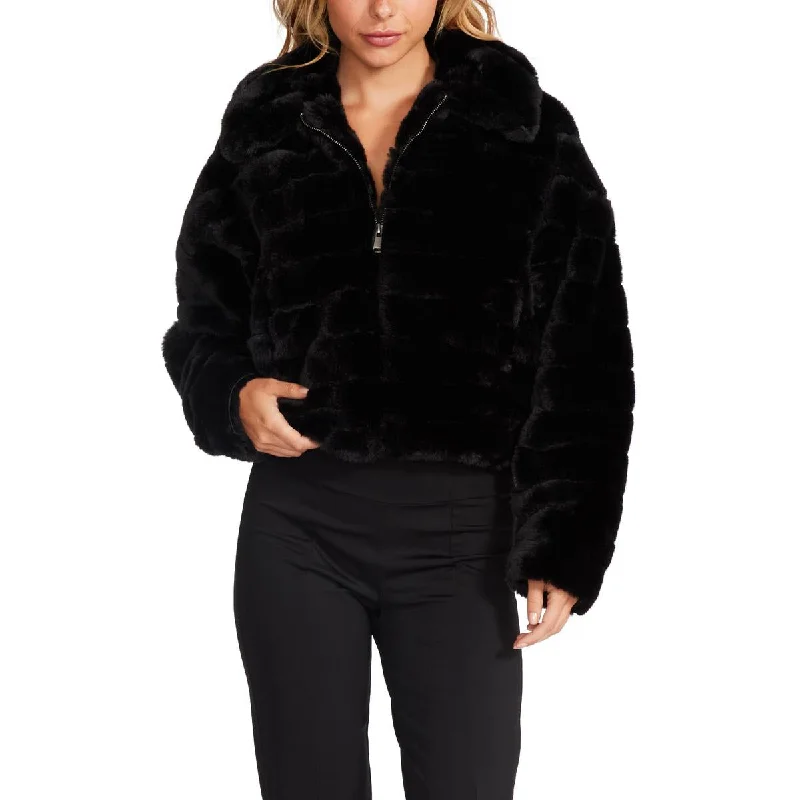 women’s wool coats for winter 2025 -Steve Madden Just Fuzz Women’s Plush Faux Fur Slouchy Cropped Jacket