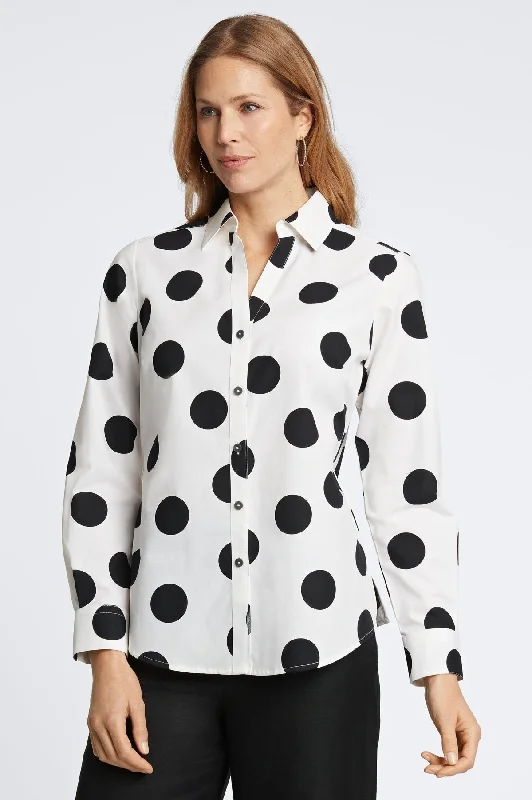 women’s plus size dresses for all occasions -Mary No Iron Black & White Dot Shirt