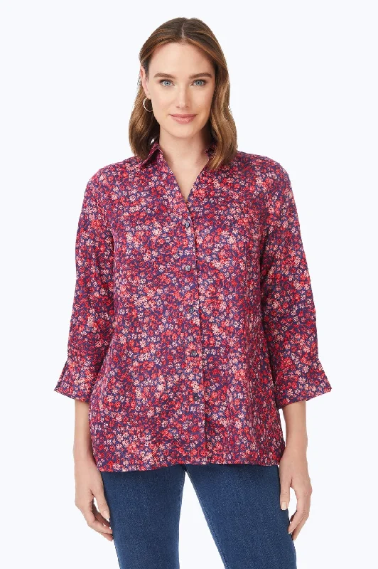 casual women’s pants for warm weather -Piper No Iron Beach Blossoms Shirt