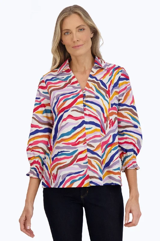 women’s plus size dresses for all occasions -Alexis No Iron Colorful Zebra Popover