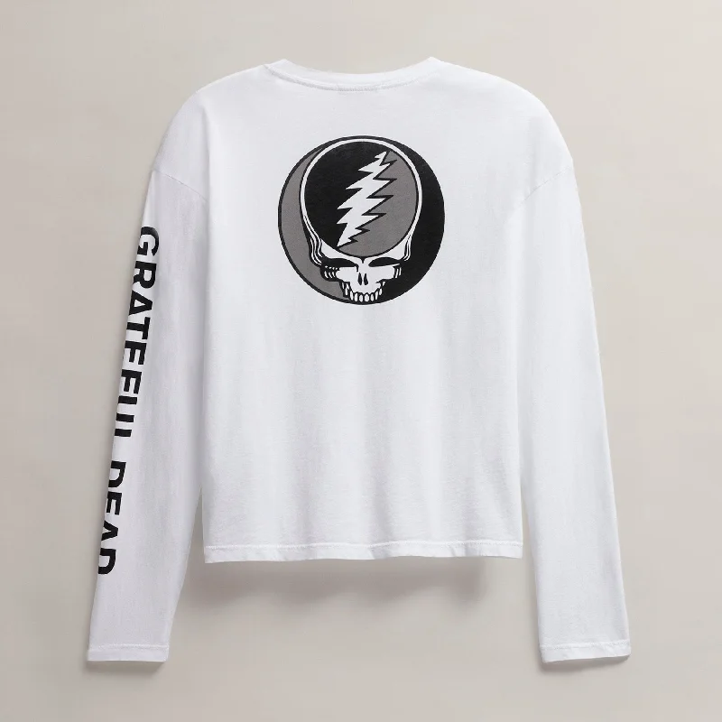 women’s casual jackets for fall and winter -Women's Grateful Dead Long Sleeve - White/Black