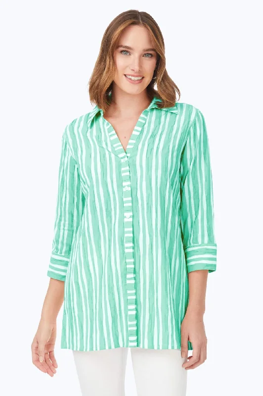 trendy women’s clothing for 2025 -Pamela Beach Stripe Crinkle Tunic