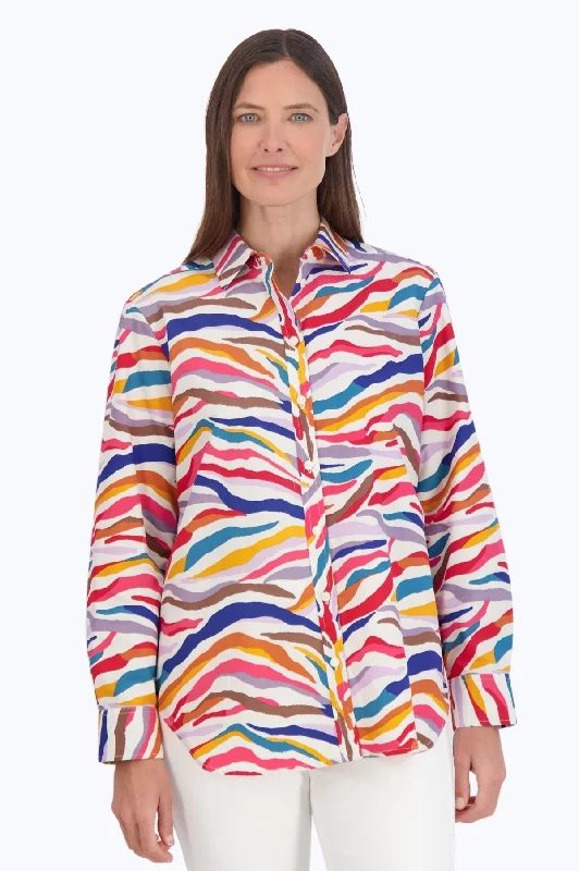 casual women’s pants for warm weather -Boyfriend No Iron Colorful Zebra Tunic