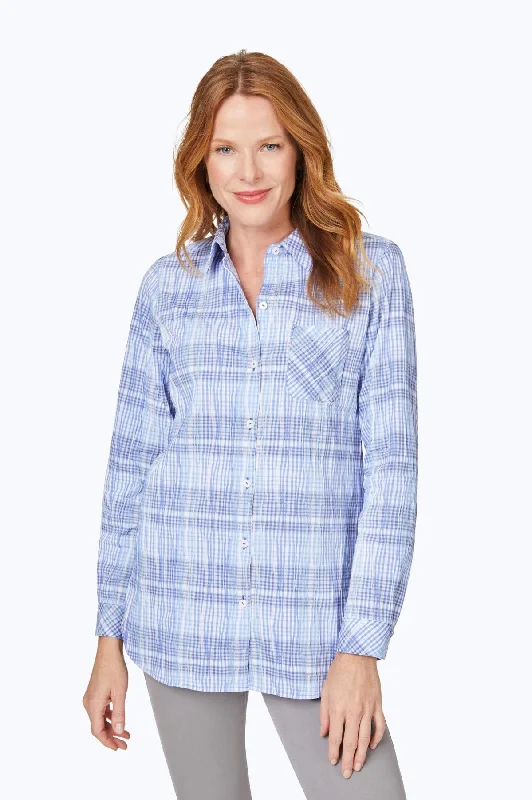 women’s trendy boots for winter style -Germaine Purely Plaid Crinkle Tunic