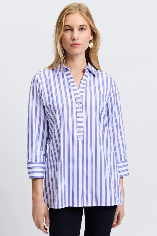 women’s trendy blouses for casual outings -Pamela Essential Stretch No Iron Stripe Shirt