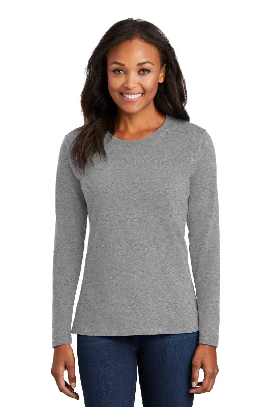 women’s high heels for office wear -Port & Company Womens Core Long Sleeve Crewneck T-Shirt - Heather Grey