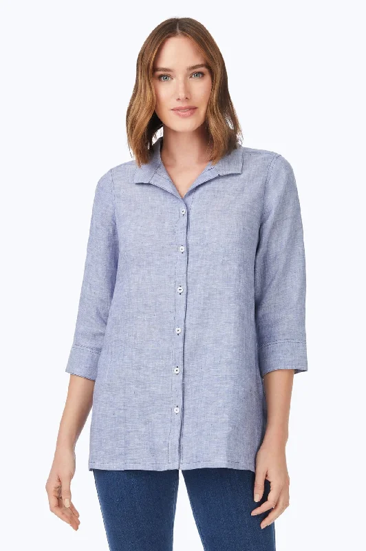 trendy women’s jackets for winter style -Stirling Easy Care Linen Tunic