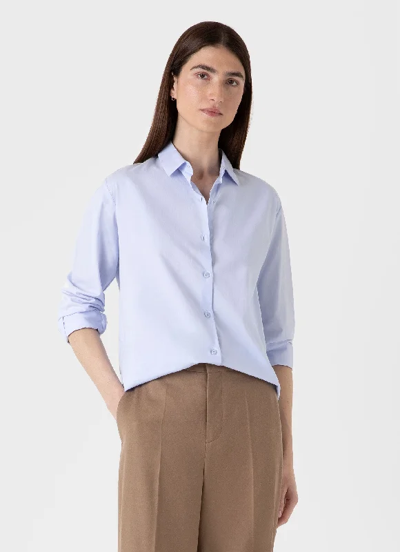 women’s formal suits for work events -Women's Cotton Shirt in Blue