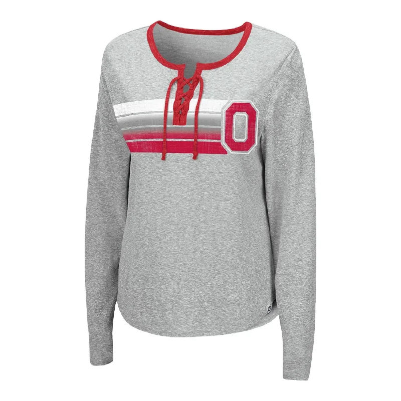 women’s skirts for stylish office wear -Ladies Ohio State Buckeyes Wexner Lace Up Long Sleeve T-Shirt