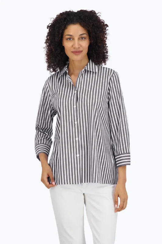 women’s off-the-shoulder tops for casual wear -Sandra Stretch No Iron Stripe Shirt