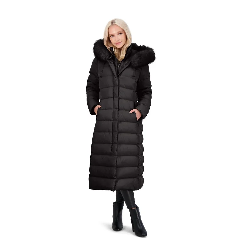 comfortable women’s sweaters for winter fashion -Tahari Nellie Long Coat for Women-Insulated Jacket with Removable Faux Fur Trim