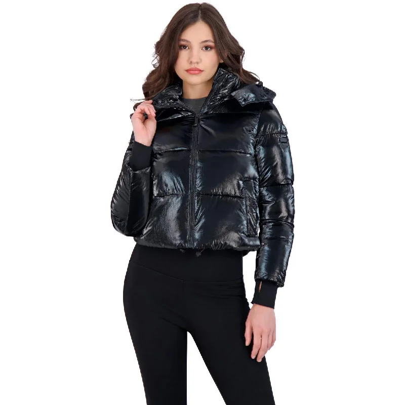 best women’s coats for rainy weather -BCBGMAXAZRIA Women’s Metallic Quilted Cropped Puffer Coat