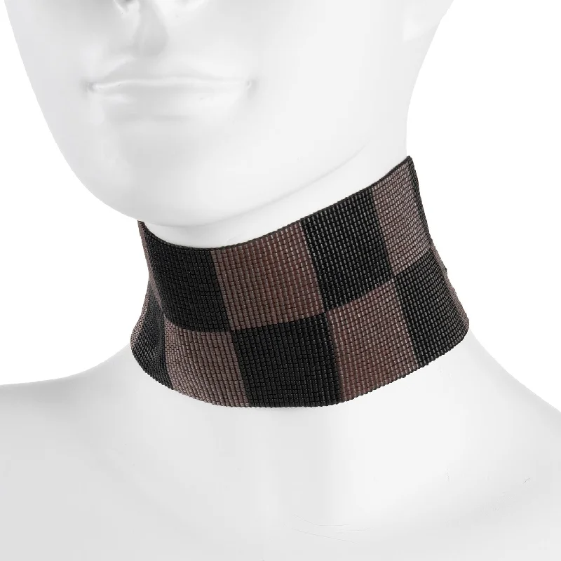 elegant women’s shirts for office wear -Inti Choker - Brown and Black