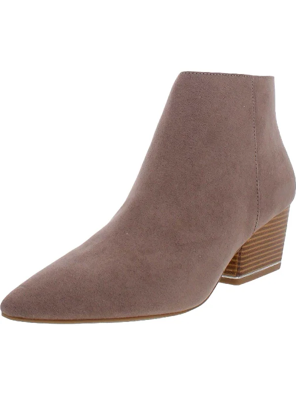 trendy women’s boots for colder weather -Armena Womens Faux Suede Pointed Toe Ankle Boots