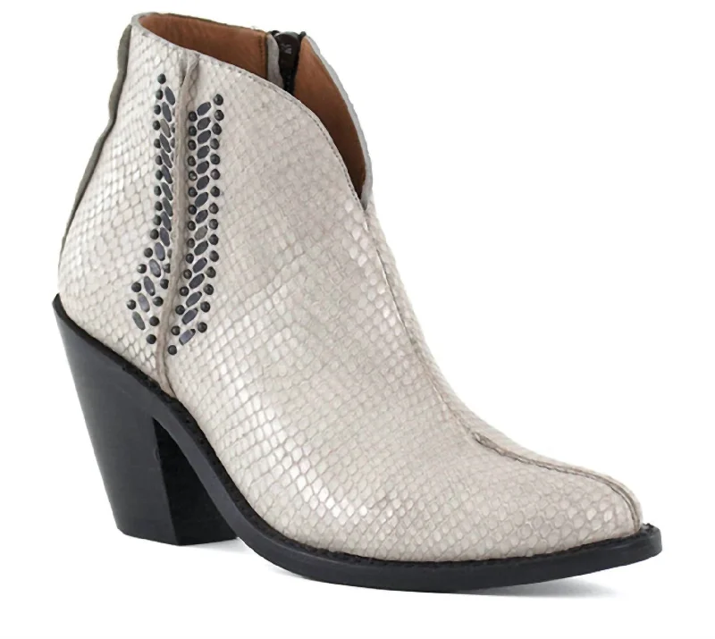 trendy high-heeled shoes for women’s parties -Nikita Boot In Linen Lizard