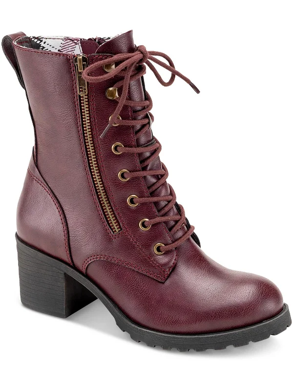 affordable women’s high heels for night outs -Sloanie Womens Faux Leather Lace-Up Booties