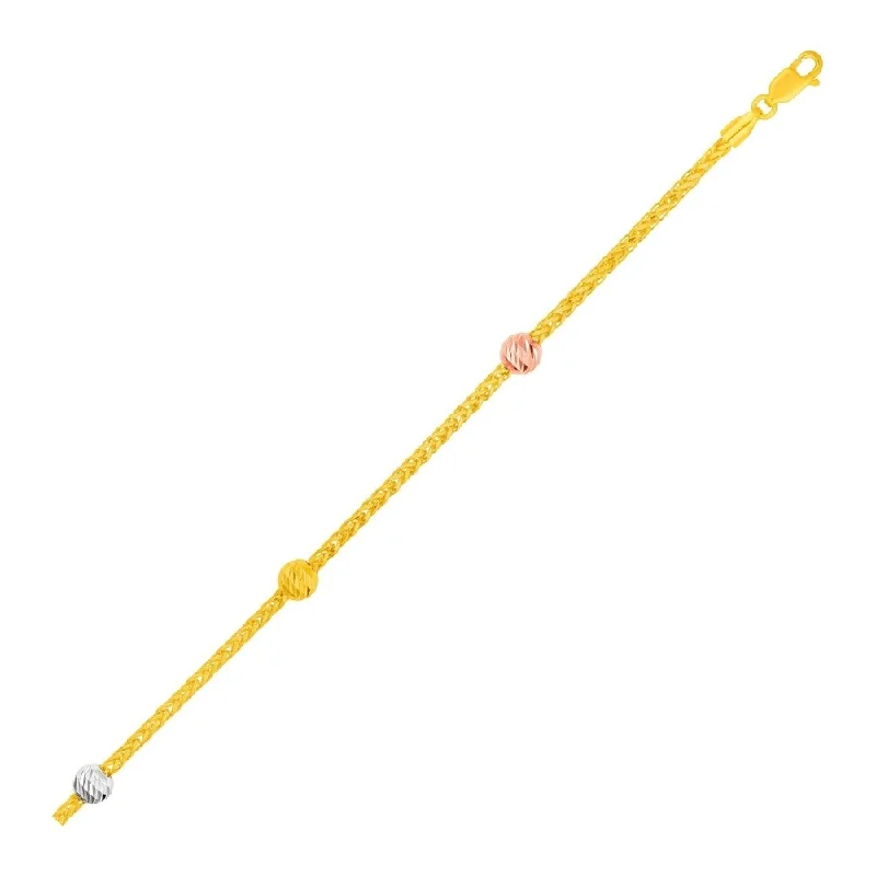 classic women’s diamond necklaces for timeless style -14k Tri Color Gold Bracelet with Sliding Beads