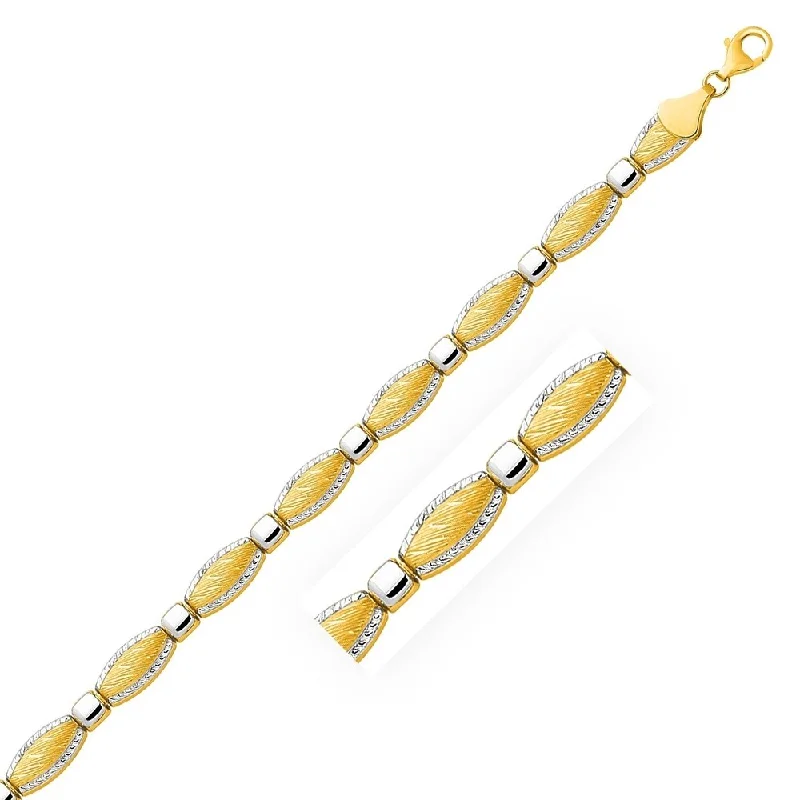 luxury women’s watches for special occasions -14k Two-Tone Gold Textured Curved Bar Link Bracelet