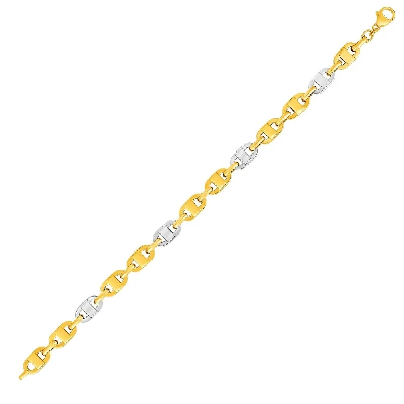 personalized women’s necklaces for meaningful gifts -14k Two-Toned Yellow and White Gold Mariner Motif Link Bracelet