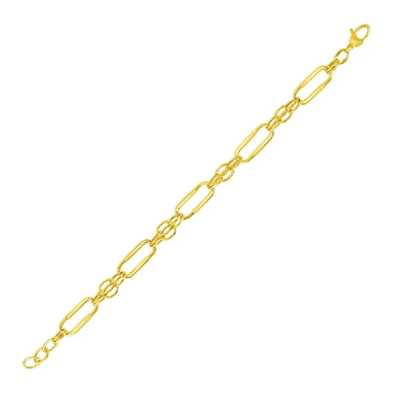 stylish women’s earrings for a statement look -14k Yellow Gold Bracelet with Polished Rectangular Oval Links