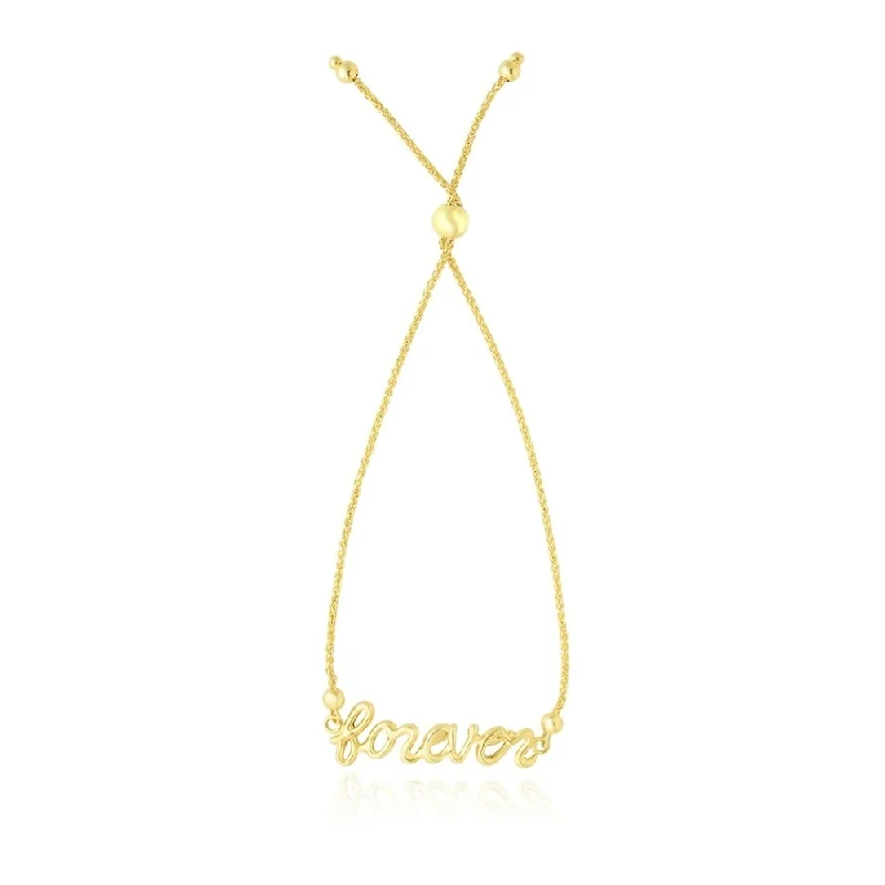 affordable women’s jewelry for everyday wear -14k Yellow Gold FOREVER Ajustable Lariat Design Bracelet