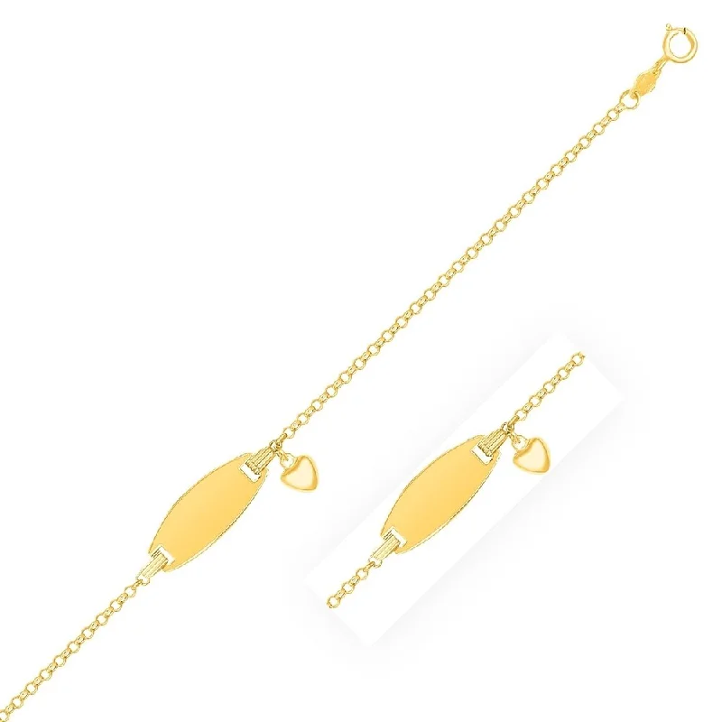 women’s minimalistic jewelry for everyday style -14k Yellow Gold Heart Accented Children's Cable Chain ID Bracelet