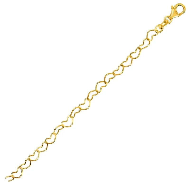 stylish women’s necklaces for layering -14k Yellow Gold Open Heart Link Bracelet