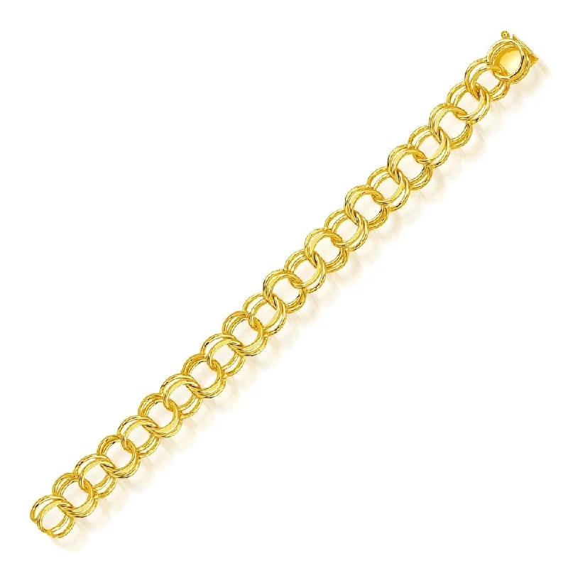 women’s rose gold jewelry for a modern touch -14k Yellow Gold Solid Double Link Charm Bracelet 10.0mm