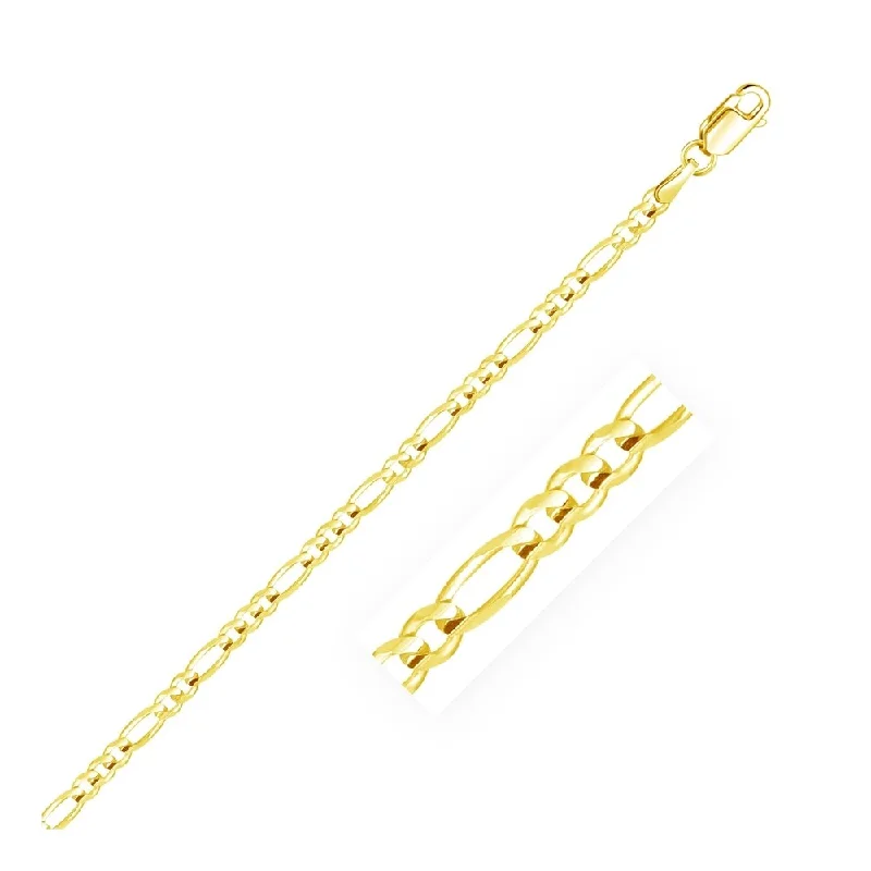 trendy women’s earrings with bold designs -2.6mm 10k Yellow Gold Link Figaro Bracelet