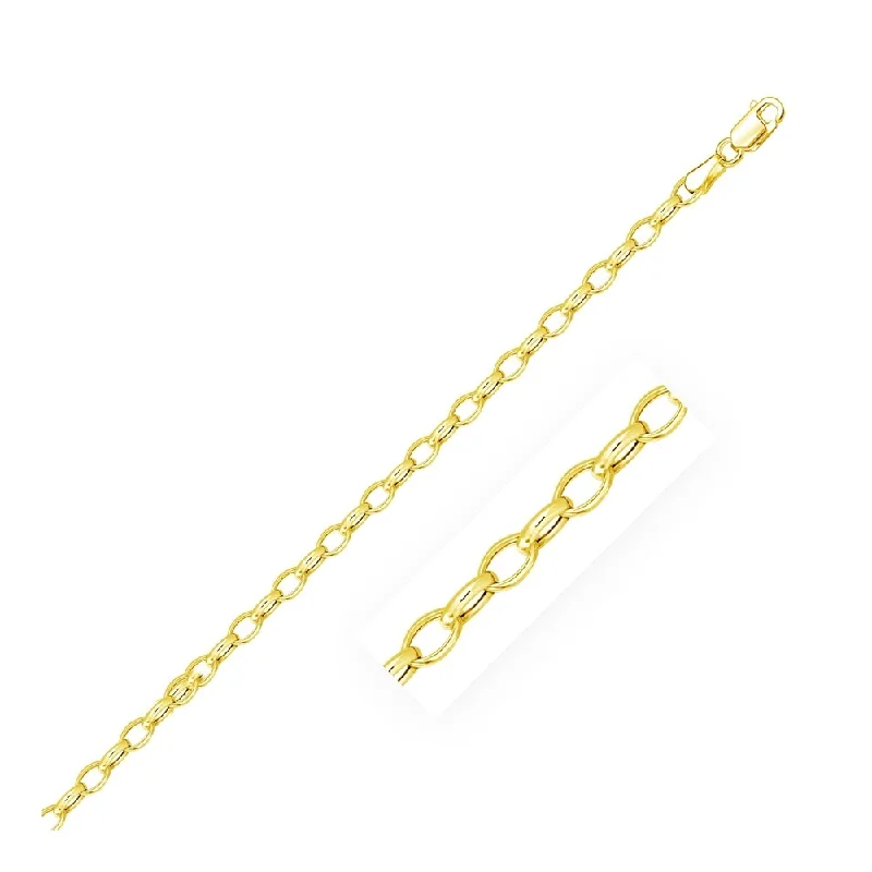 women’s silver jewelry for casual outfits -3.2mm 14k Yellow Gold Oval Rolo Bracelet