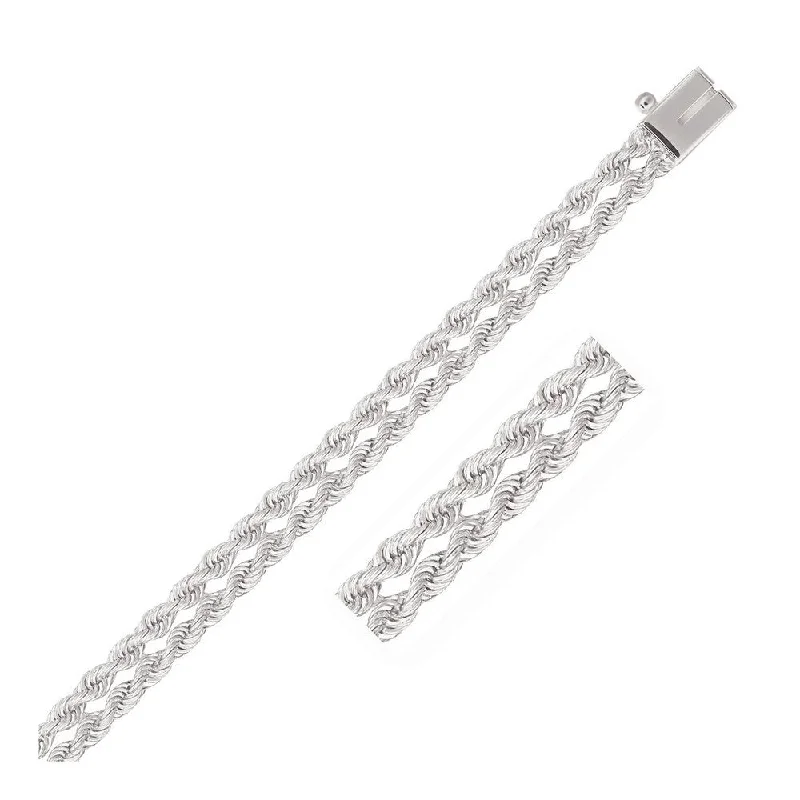 women’s elegant pearl earrings for weddings -5.0 mm 14k White Gold Dual Row Rope Bracelet