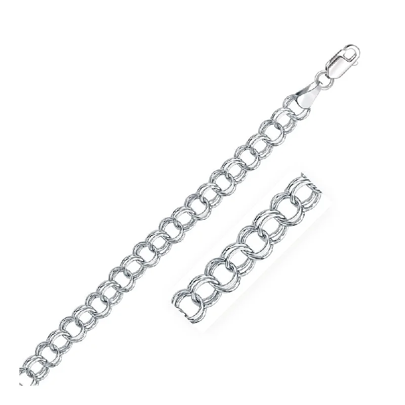 women’s antique-style jewelry for vintage lovers -6.0 mm 14k White Gold Solid Double Link Charm Bracelet