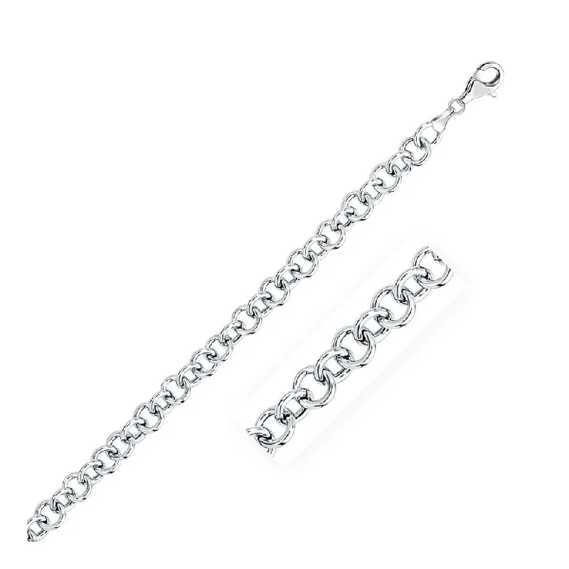 women’s sterling silver necklaces for subtle elegance -7.0mm 14k White Gold Link Charm Bracelet