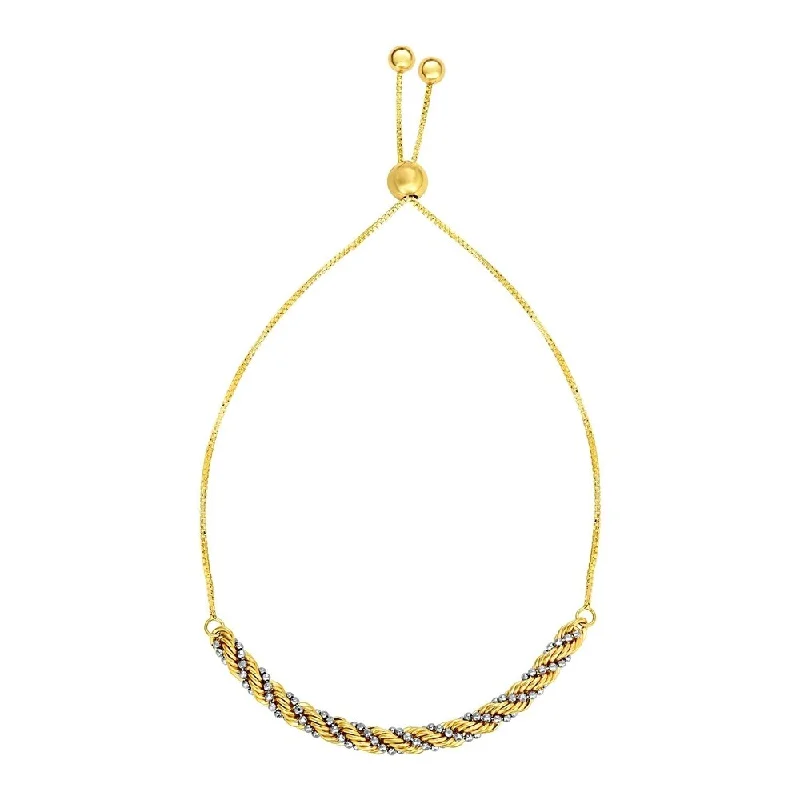 best women’s earrings for special occasions -Adjustable Twisted Chain Bracelet in 14k Yellow and White Gold