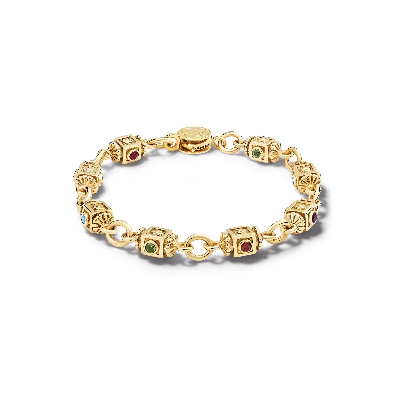 women’s statement necklaces for bold style -Avenue des Pyramides Bracelet Yellow Gold - Amethyst, Peridot, Garnet & Aquamarine