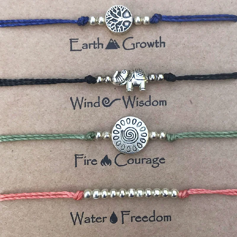 personalized women’s rings with birthstones -Earth Wind Fire Water Bracelet Set - Elephant, Guatemala