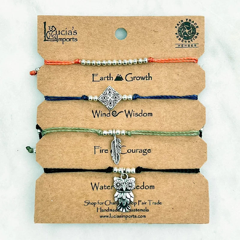 women’s trendy cuff bracelets for boho style -Growth Wisdom Courage Freedom Bracelet Set - Owl, Guatemala