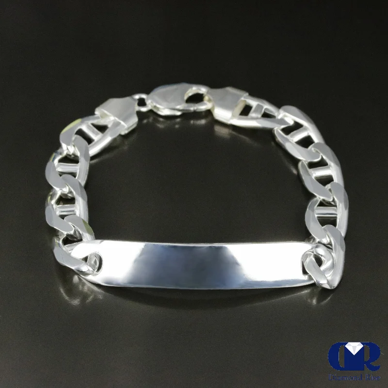 women’s wedding bands with diamonds for a timeless touch -Men's 11 mm's Heavy Sterling Silver ID Mariner Link Bracelet 8.5"