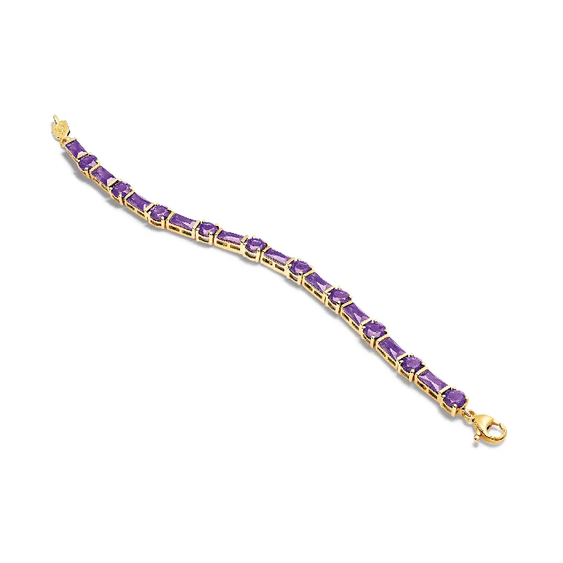 affordable sterling silver earrings for special occasions -Roi Soleil Bracelet Yellow Gold - Amethyst